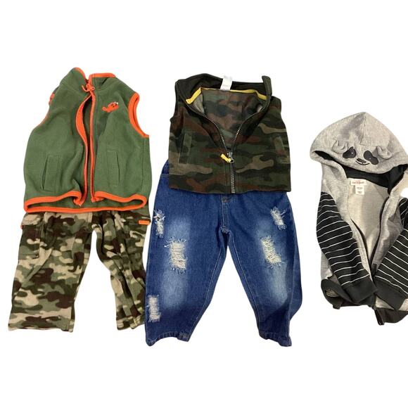Lot of 5 Boys 6-9 Months Cat & Jack Carters Camouflage Fleece Pants Tops Jacket - Picture 1 of 4
